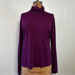 KINROSS CASHMERE -- SILK x CASHMERE FINE GAUGE FUNNEL NECK SWEATER, XL (BIN C)